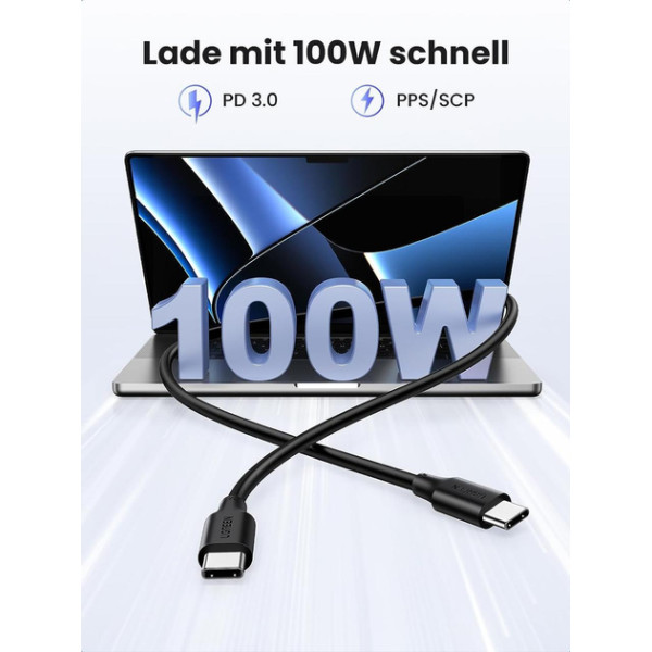 Кабель USB-C 100W UGREEN US562 Type-C to Type-C PD QC 4.0/3.0 для швидкого заряджання MacBook Pro